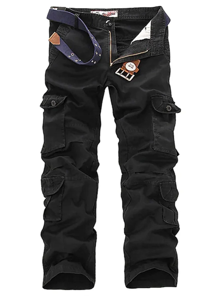 Men's Cargo Pants Trousers Parachute Pants Multi Pocket Plain Full Length Cotton Blend Casual Black Camouflage Micro-elastic-Cosfine