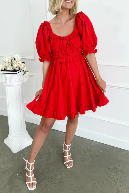 CHERRY AND BRIGHT RED MINI DRESS