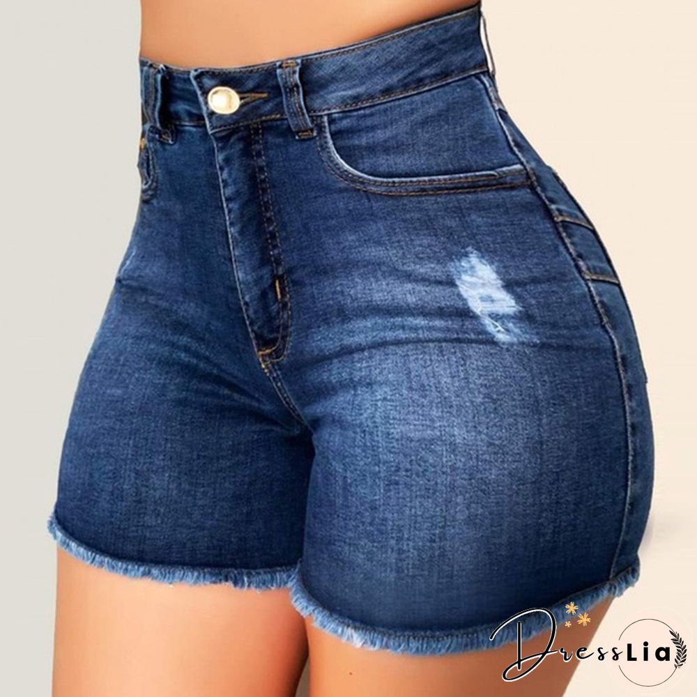 Women Fashion New Denim High Waist Shorts Hot Shorts Washed Jeans Summer Short Pants