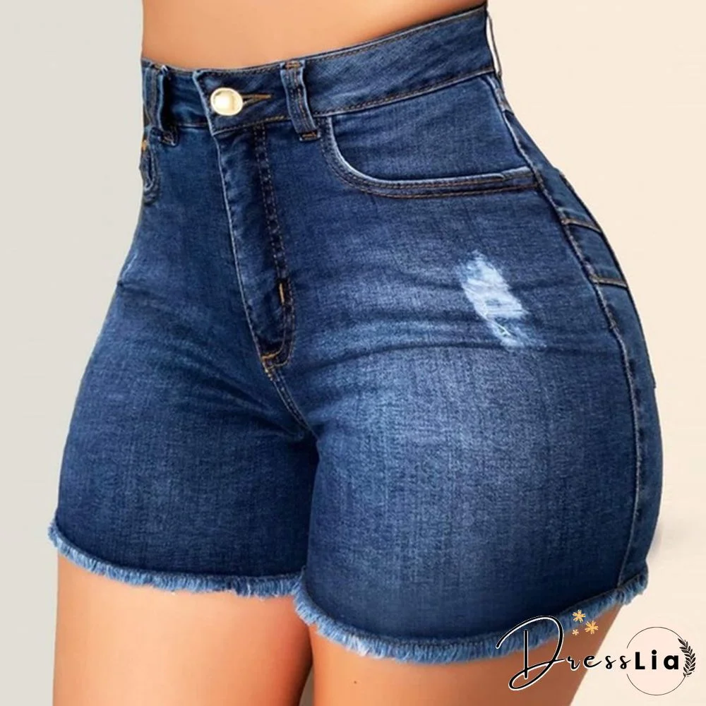 Women Fashion New Denim High Waist Shorts Hot Shorts Washed Jeans Summer Short Pants