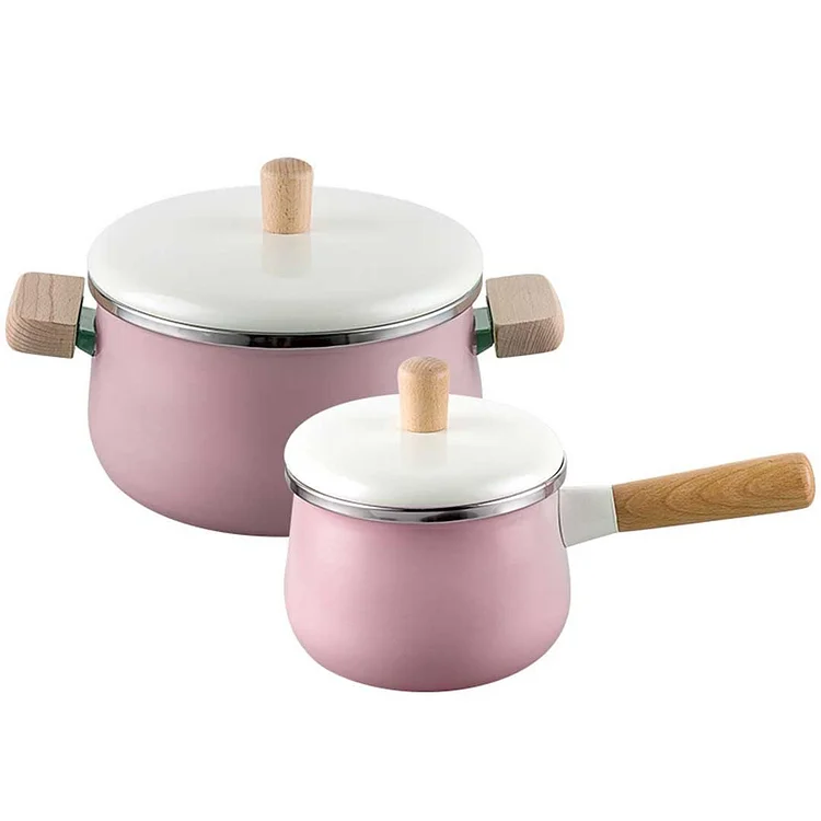 Pink Ceramic Saucepan Stockpot Set