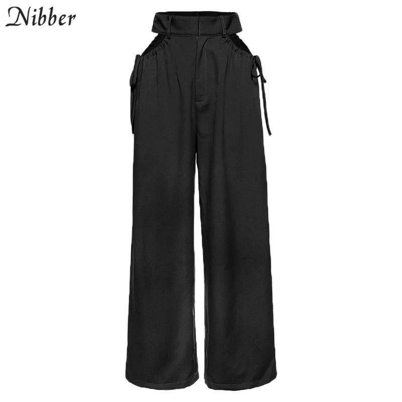 Nibber high waist hollow out tassel Straight pants 2020 female fashion  street casual wear harajuku Khaki cargo pants women