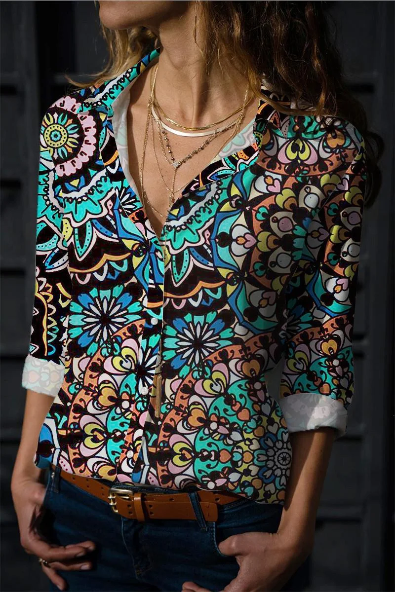 New Floral Print Blouses Women 2022 Spring Fashion Turn-down Collar Long Sleeve Elegant Work Shirt Plus Size Casual Tops Femme