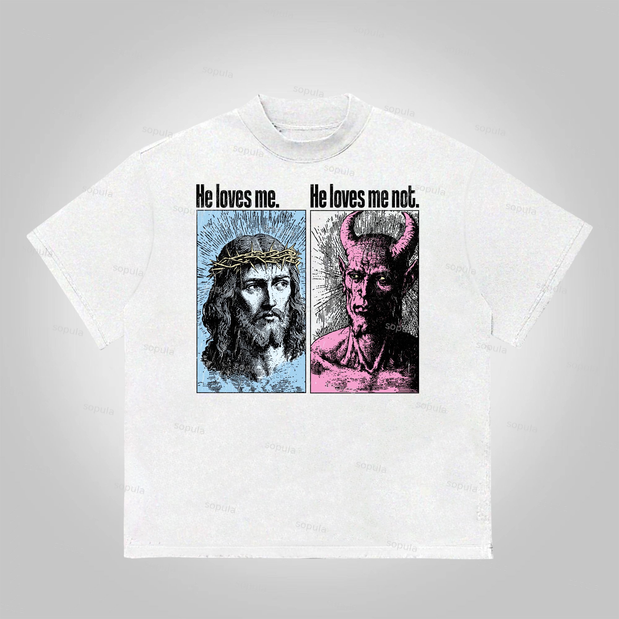 Sopula Jesus He Loves Me Vintage Graphics Cotton T-Shirt - Sopula｜Premium Graphic Tees & Graphic Clothing