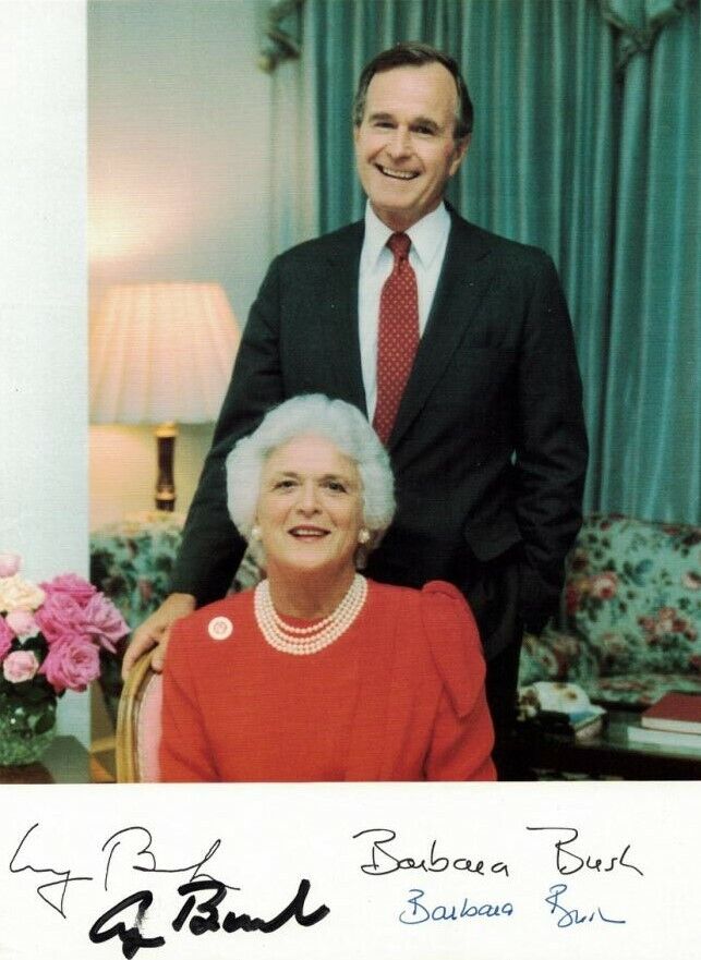 GEORGE & BARBARA BUSH Signed Photo Poster paintinggraph former US President & 1st Lady preprint