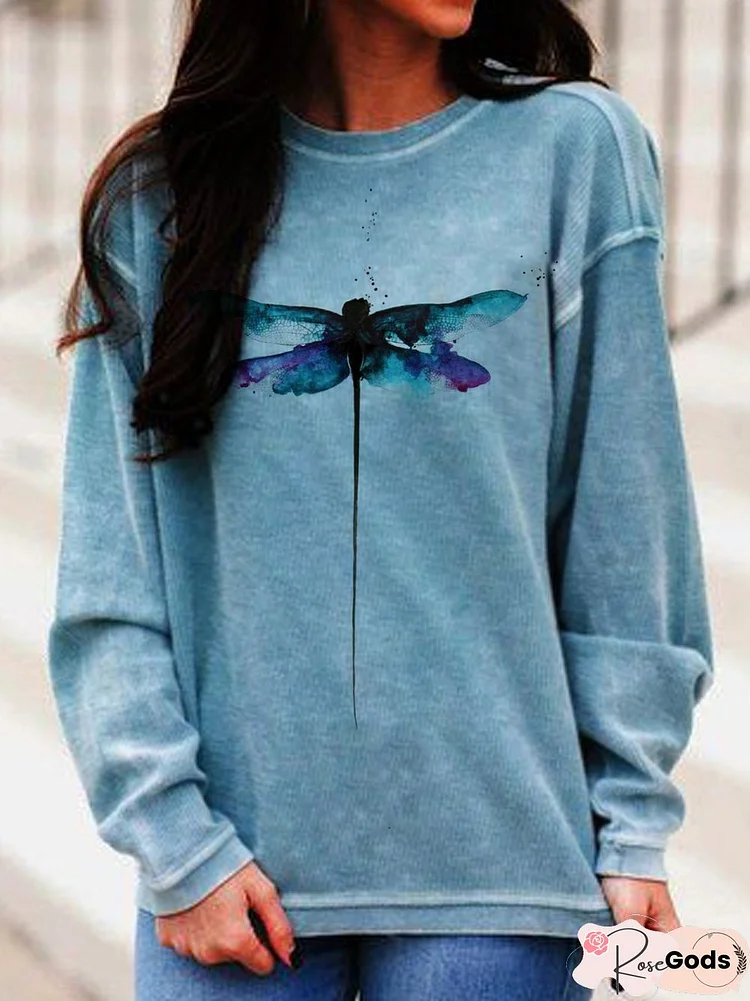 Crew Neck Animal Long Sleeve Shift Sweatshirt