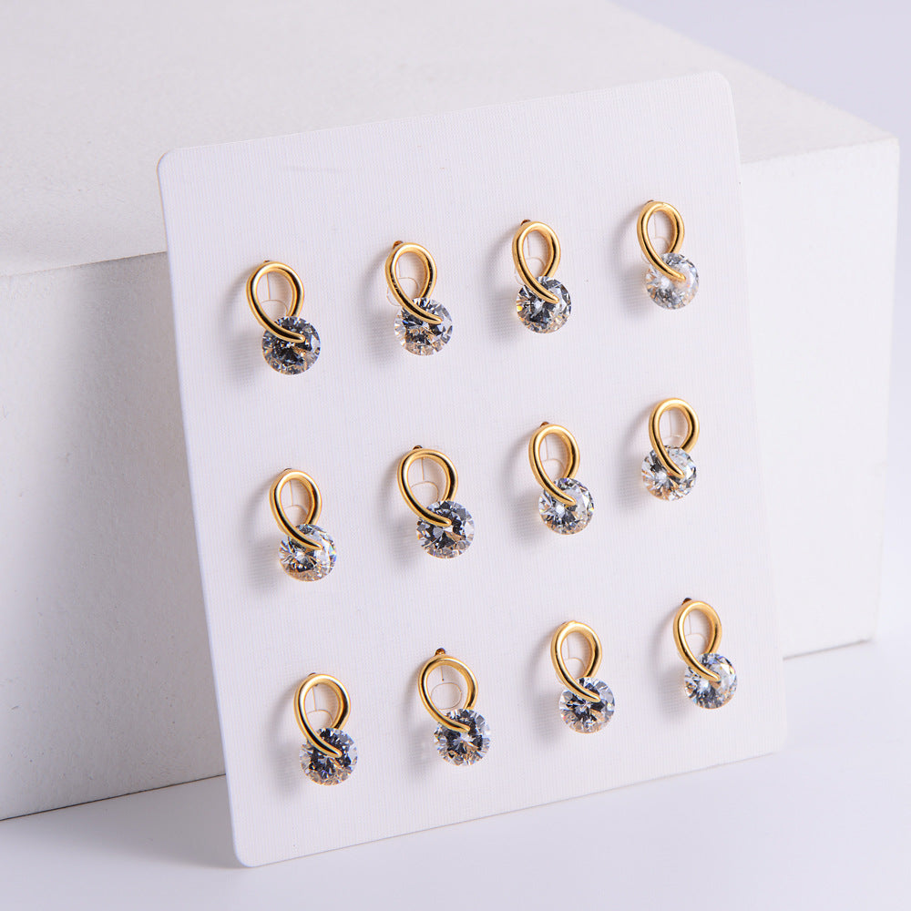 IG Style Women Cross Metal Tassel Crown Titanium Steel Earrings