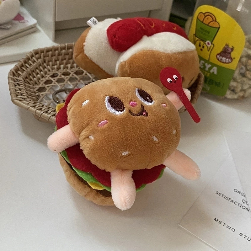 Cute Hamburger French Fries Plush Women’s Bag Pendant Keychain