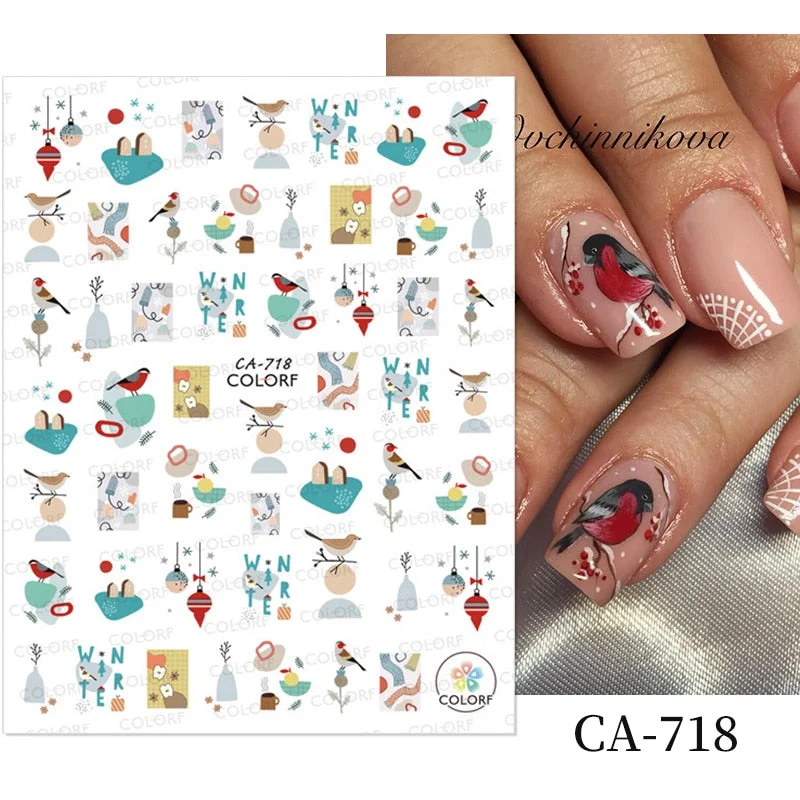 1Pc 3D Halloween Nail Stickers Anime Joker Spider Snake Sliders Nail Art Stickers Adhesive Christmas Decals Snowflake Decor-Nail Inspo
