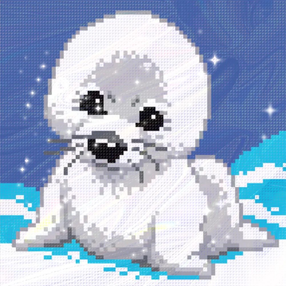 9CT Full Stamped Cross Stitch Bead Embroidery - Seal(Canvas|20*20CM)