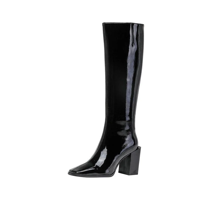 2020 New Knee High Boots Women Genuine Leather Party Night Club Chelsea Shoes Woman Boots Autumn Winter Warm High Boots