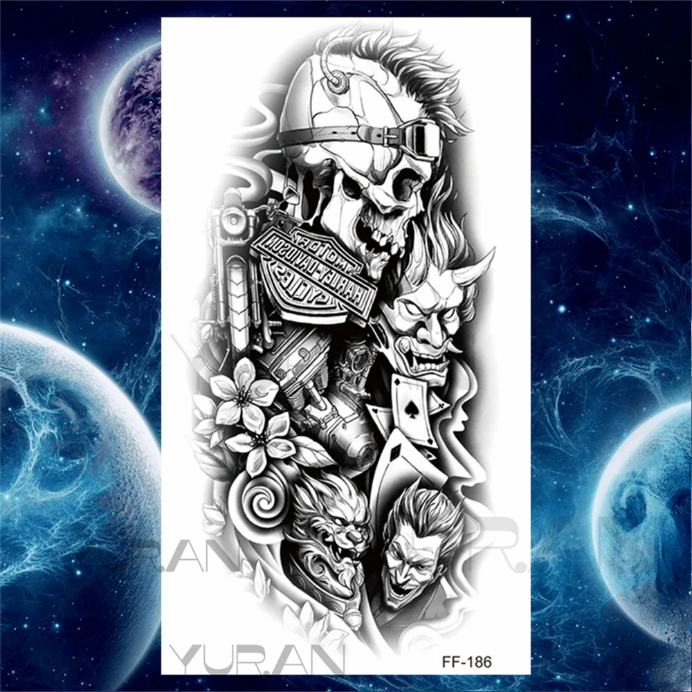 Sdrawing Scary Temporary Tattoos For Men Women Realistic Wolf Forest Lion Tiger Vampire Compass Fake Tattoo Sticker Arm Body Tatoos
