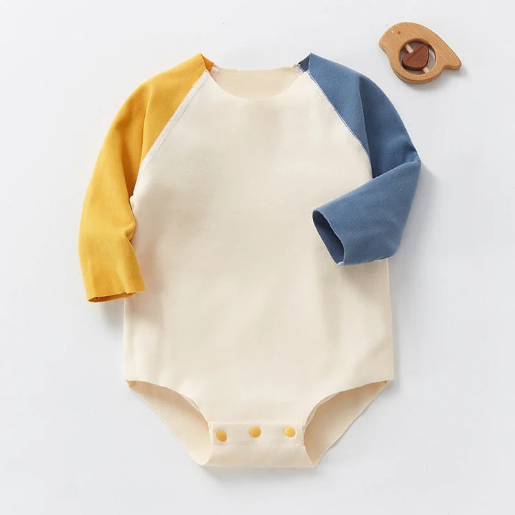  Baby Contrast Sleeves Simple Bodysuit