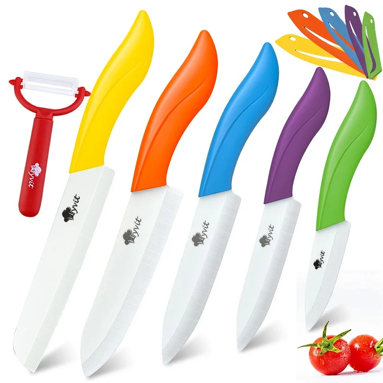 6 Piece Ceramic Knife Set Kitchen Chef Knife with Cover Rust-proof Fruit Paring Knife, 3 Inch 4 Inch 5 Inch 6 Inch Paring Knife