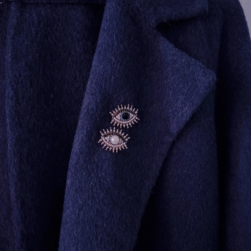 Retro Pin Devil’S Eye Alloy Inlay Rhinestones Pearl Unisex Brooches