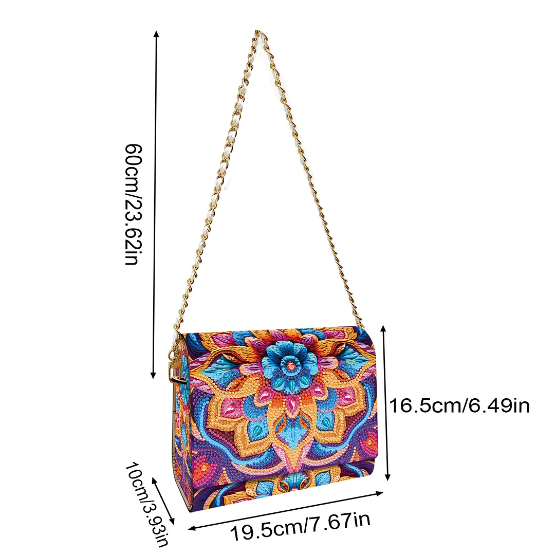 DIY Mandala Diamond Art Wooden Coin Pouch with Chain 5D Diamond Painting Purse