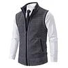 💥2025 New Arrivals!Men's Solid Color Vest Jacket, Men's Casual Stand-up Collar Sleeveless Knitwear