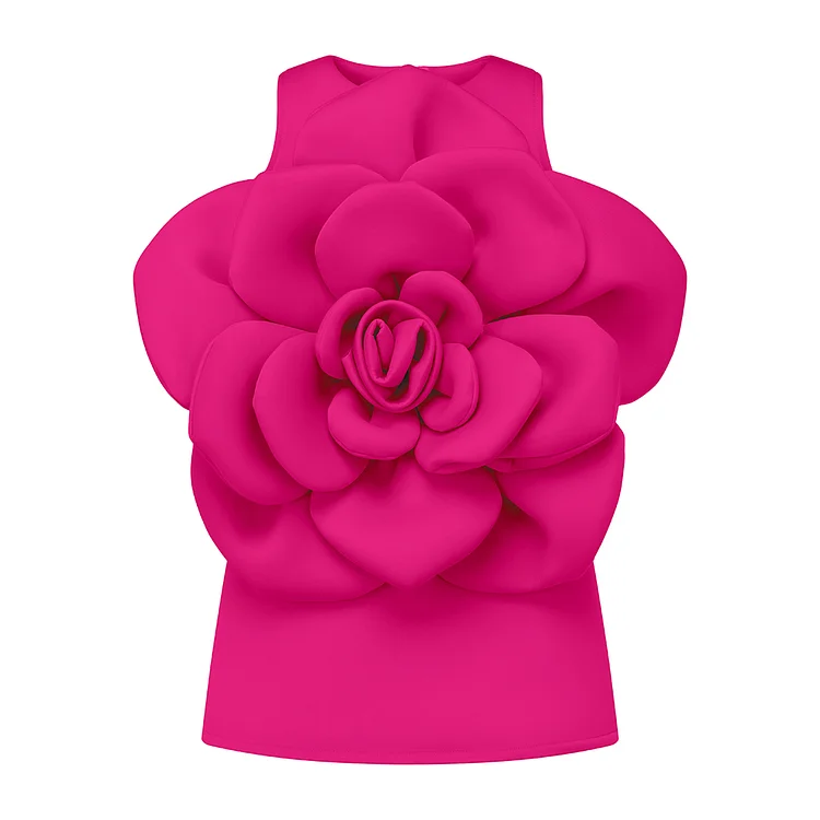 Kid 3D Rose Floral Sleeveless Dress 