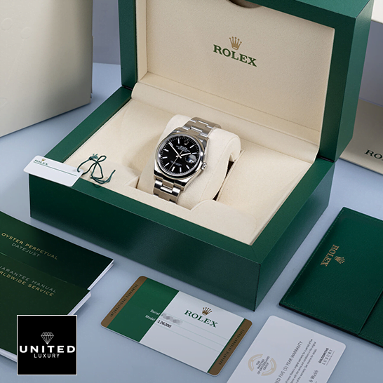 Rolex 115200-0004 Datejust Black Dial Replica in the rolex box