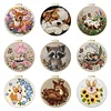 Animal DIY Stamped Embroidery Starter Kit for Beginners Adults Craft Lovers Gift Cross Stitch Kit with Embroidery Hoop 29x29cm