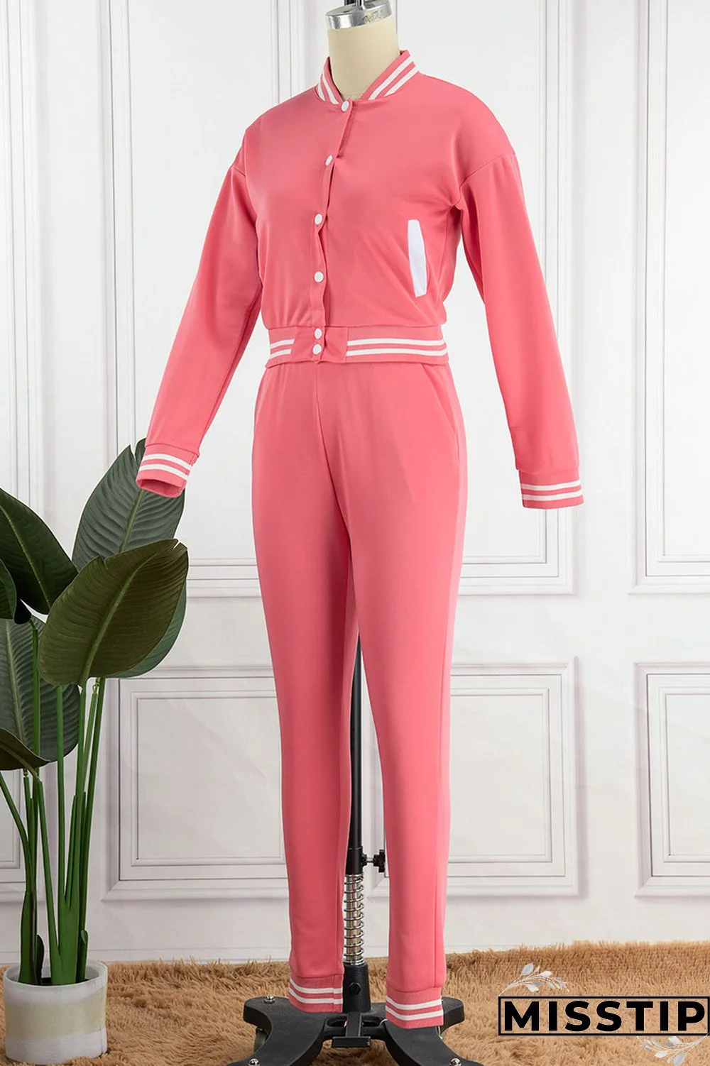 Green Casual Solid Patchwork Buckle Long Sleeve Two Pieces