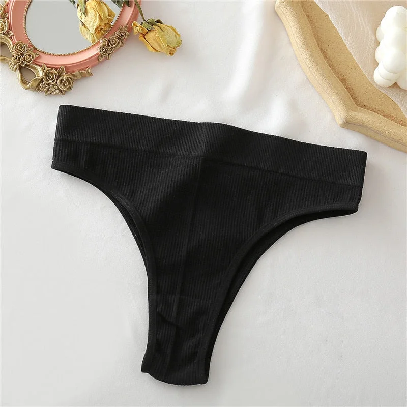 FINETOO Women Thong Panties Sexy Underwear Low Waist G-String Female Underpants Girls Thongs Solid T-back Seamless Lingerie S-XL