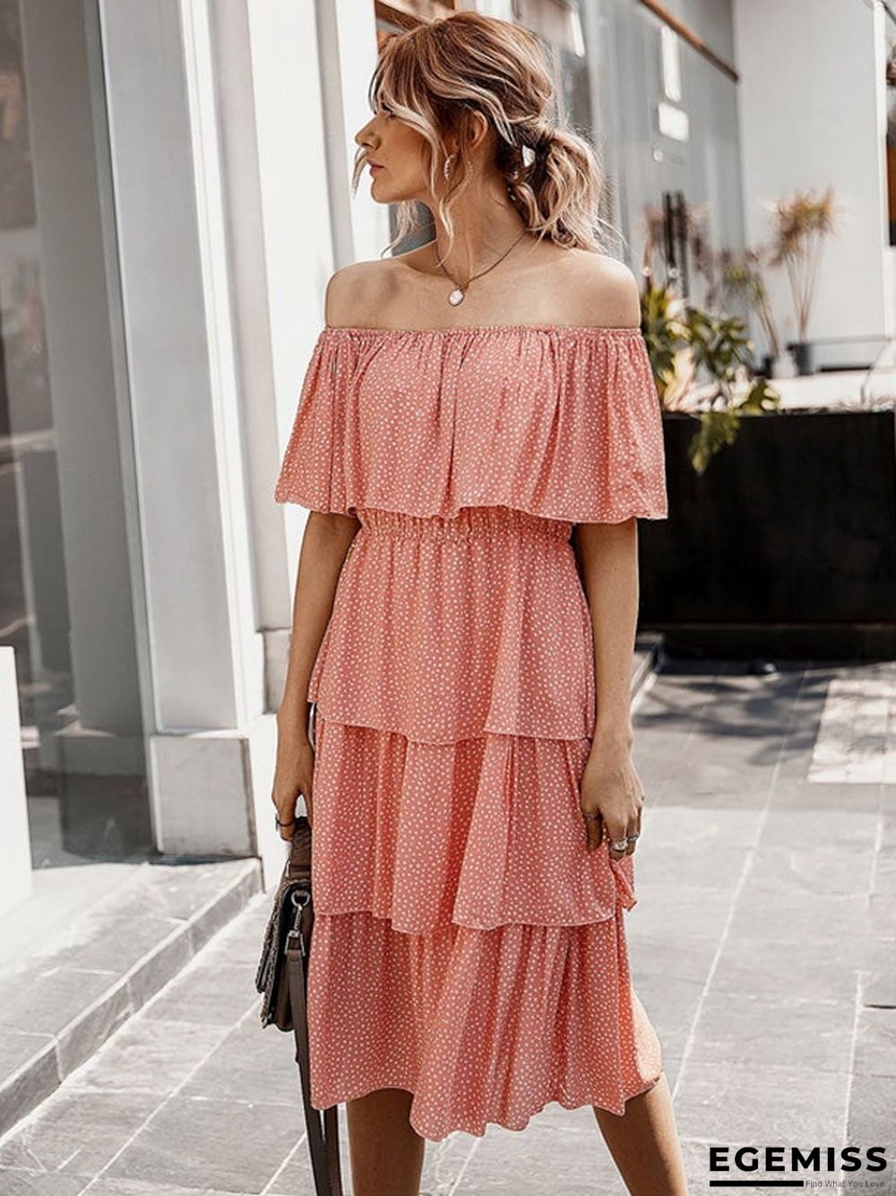 One-shoulder Cake Group Dress Women's Dress | EGEMISS