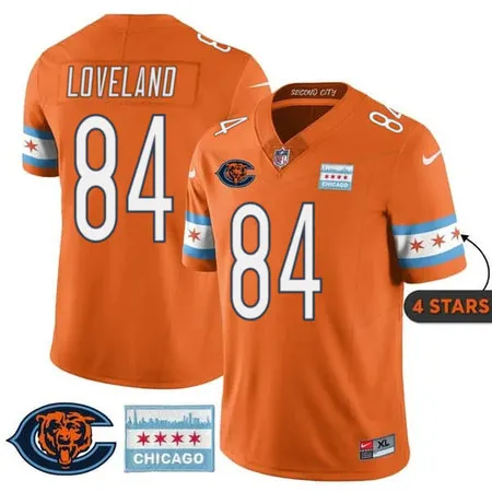 Men's Chicago Bears #84 Colston Loveland Orange City Edition With Chicago Flag Vapor F.U.S.E. Untouchable Limited Jersey