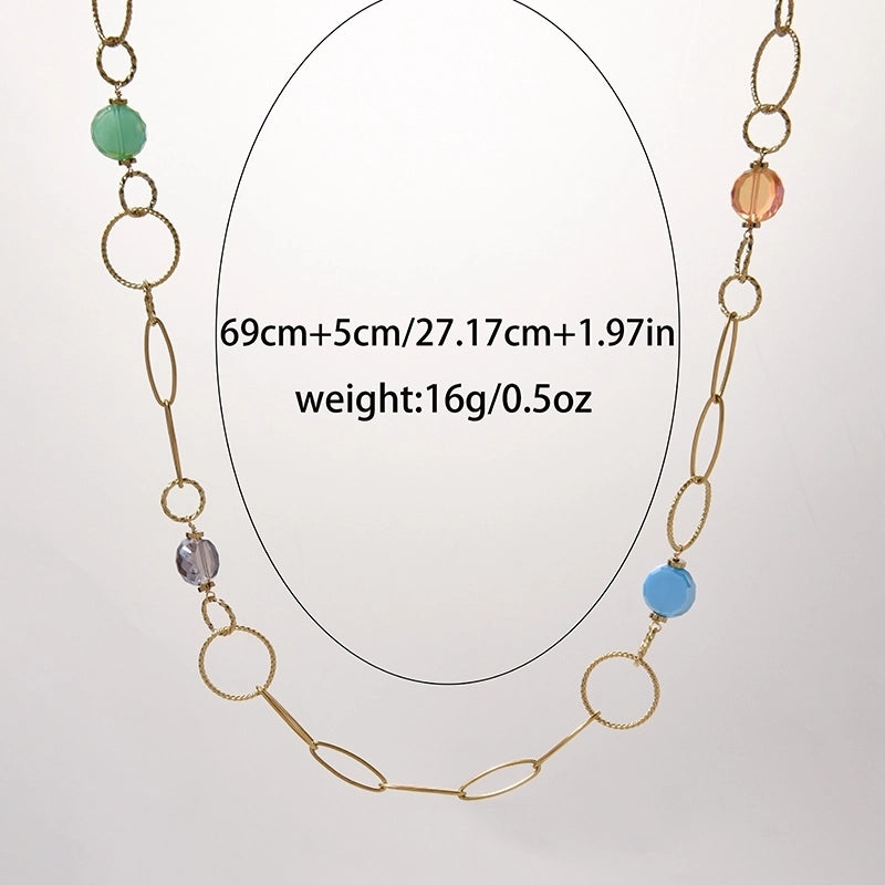 Retro Geometric Swirl Pattern 304 Stainless Steel Natural Stone 14K Gold Plated Plating Inlay Pendant Necklace Necklace