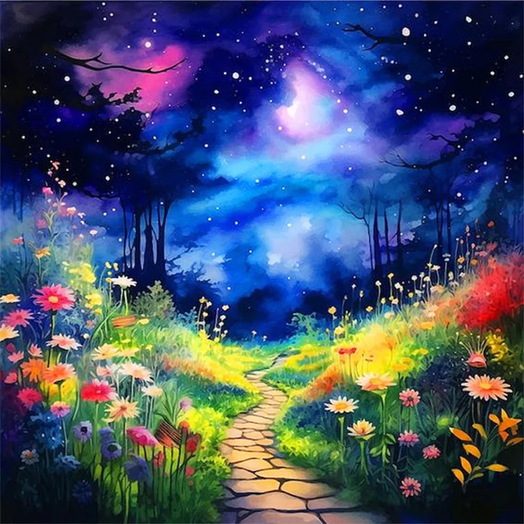 Secluded Path At Night - Painting By Numbers - 40*40CM gbfke
