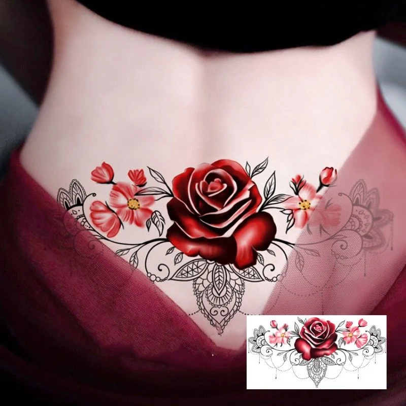 Sdrawing 4/5/9/10/18 PIeces Long Lasting Blue Flower Jewelry Tattoo Sticker Sexy Belly Block Scar Stretch Marks Waterproof Tattoo Sticker