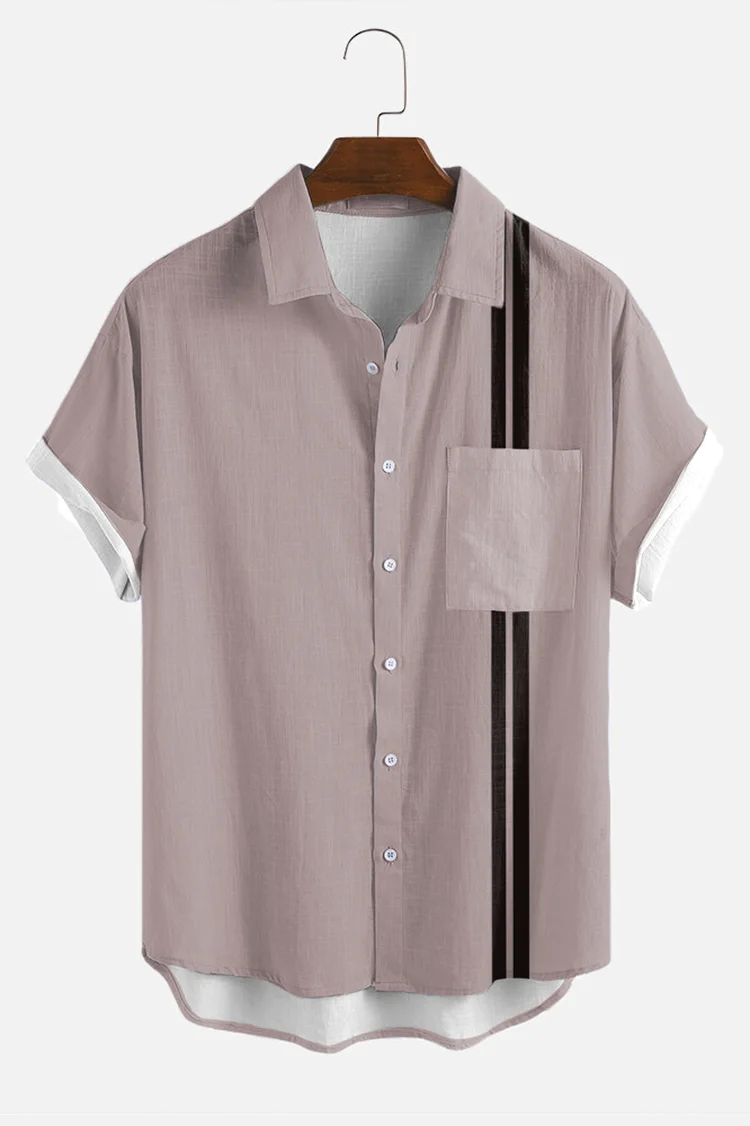 Tau Pink Simple Line Short-Sleeved Shirt