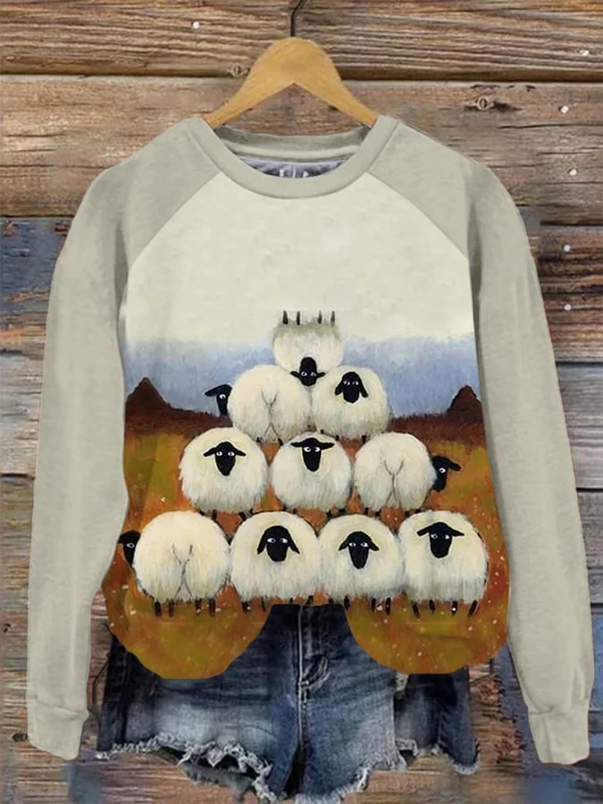 Women's Black Sheep Print Sweatshirt
