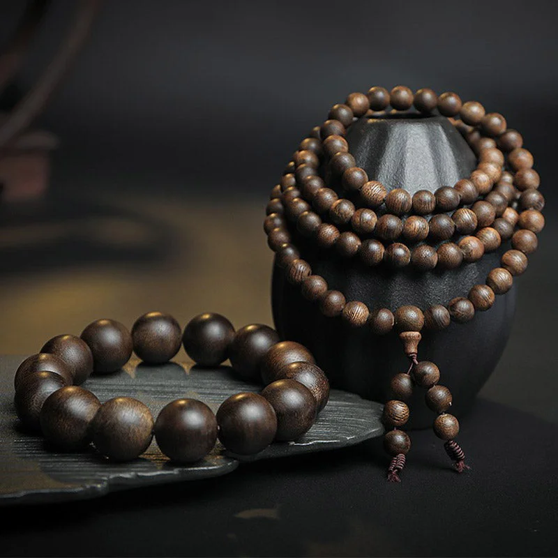 108 Mala Beads Agarwood Peace Strength Calm Bracelet