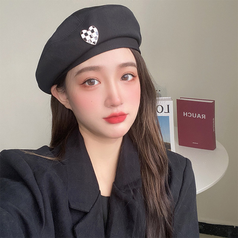 Fashion Pure Color Love Heart Beret