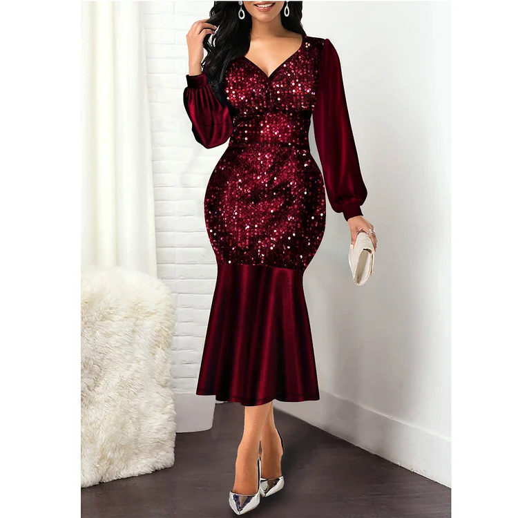 Plus Size Sequined Formal Evening Party Dress VangoghDress