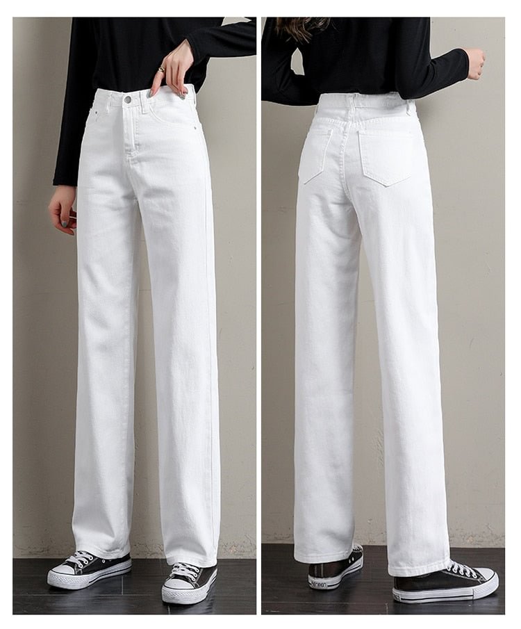 White Jeans Women High Waist Wide Leg Woman Jeans Pants Pantalones Denim Trousers Casual Female Cotton Loose Pants Woman Jeans