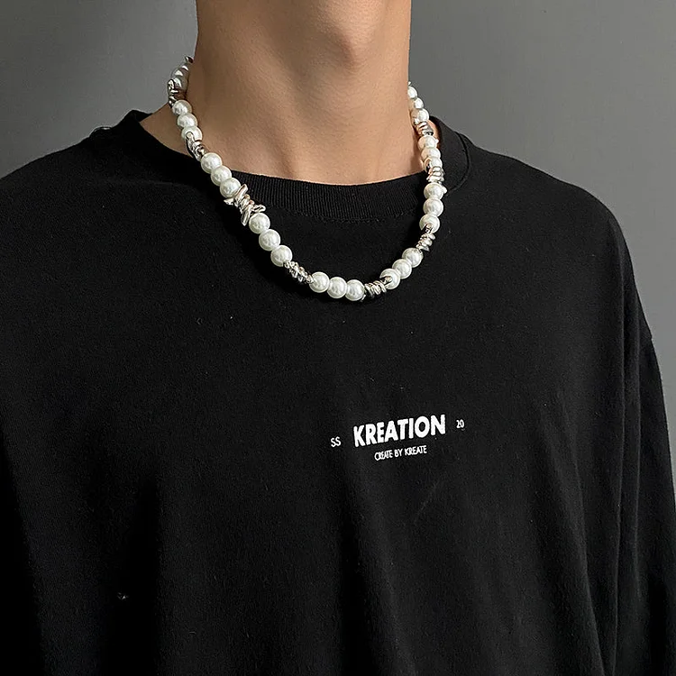 Patchwork Pearl Punk Necklace