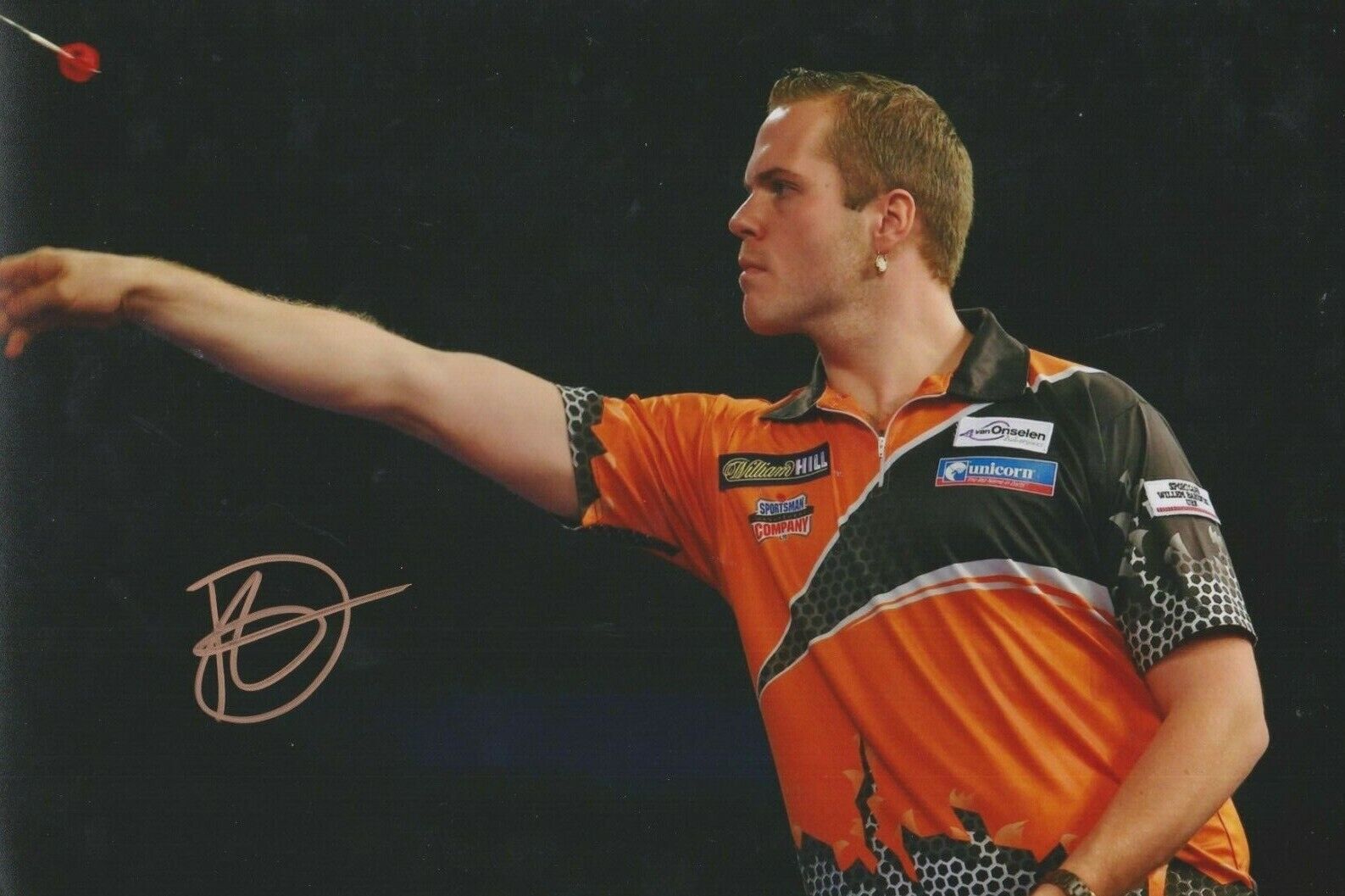 Dirk Van Duijvenbode **HAND SIGNED** 8x12 Photo Poster painting ~ Darts ~ AUTOGRAPHED