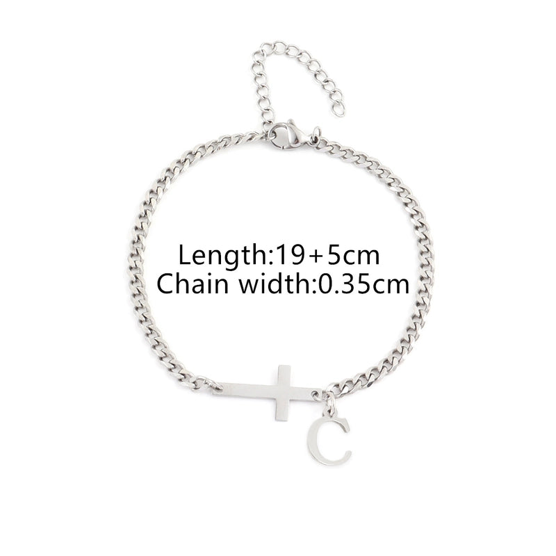 Casual Minimalist Classic Style Cross Letter 201 Stainless Steel 304 Stainless Steel Men’s Bracelets Men Chain Bracelets