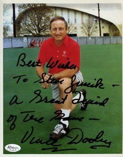 Vince Dooley Georgia Signed Jsa Cert Sticker 8x10 Photo Poster painting Autograph Authentic