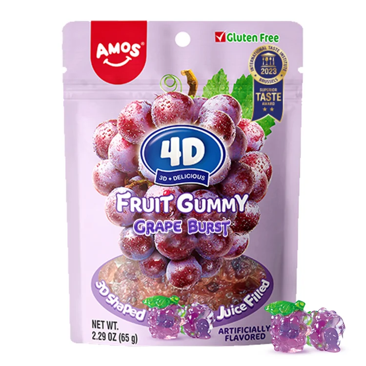 Amos 4D Fruit Gummy Grape Burst(Pack of 12)