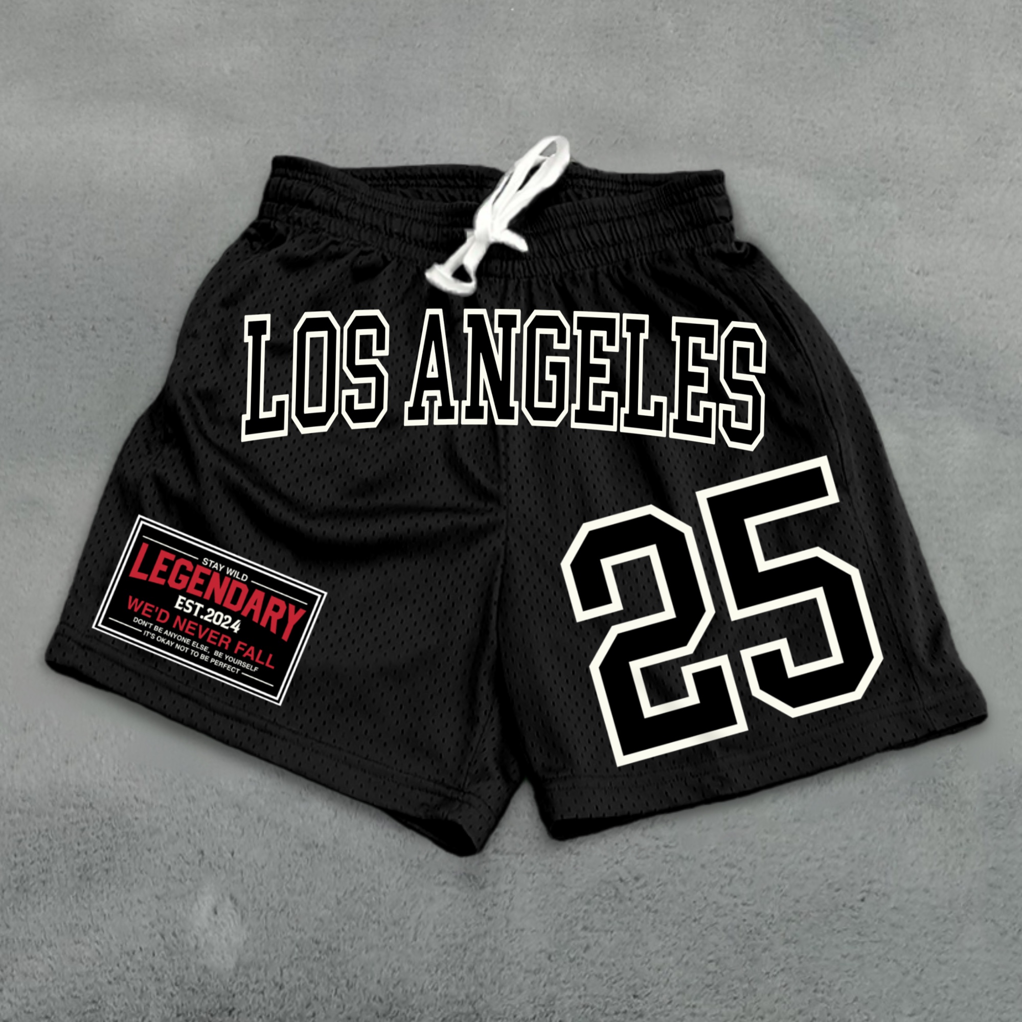 Vintage Mesh No 25 Legendary Printed Dot Sports Shorts