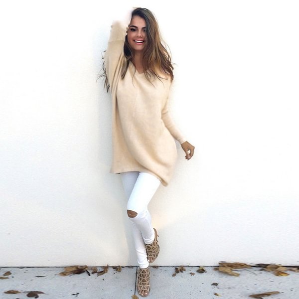 Women's V-neck Long Sleeve Casual Thin Sweater - Shop Trendy Women's Fashion | TeeYours