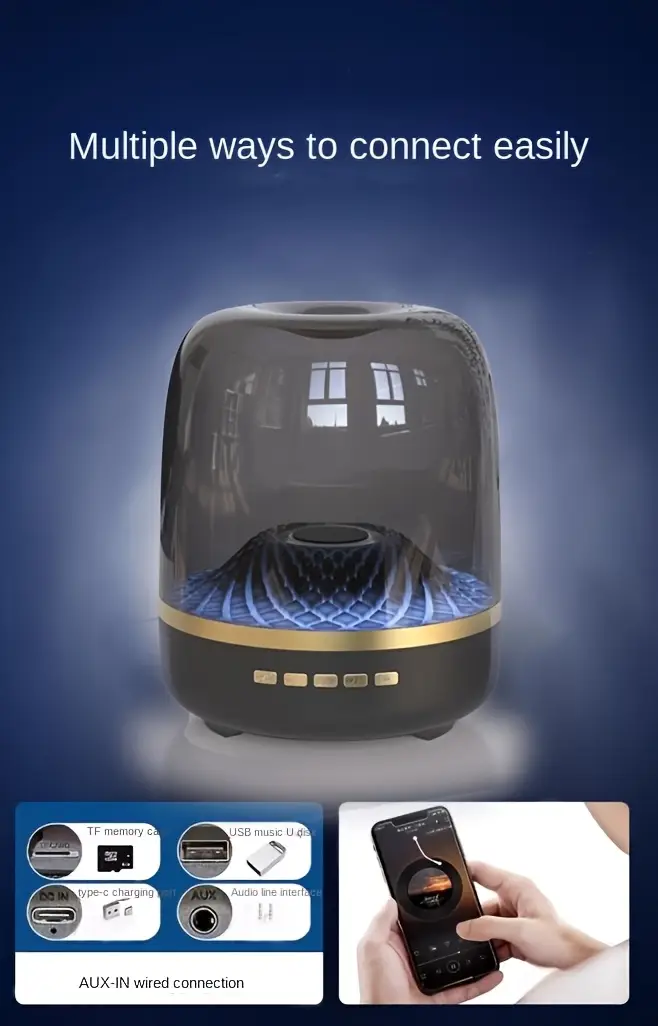 modern smart wireless home theater speaker with light show wireless c fast long lasting battery sound system for music movies compatible with alexa assistant no charger included ideal for living room bedroom office sleek black type c compatible with smartphones tablets laptops Product details 6