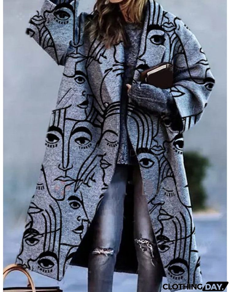 Women Fashion Autumn And Winter Long Sleeve Lapel Over Coat