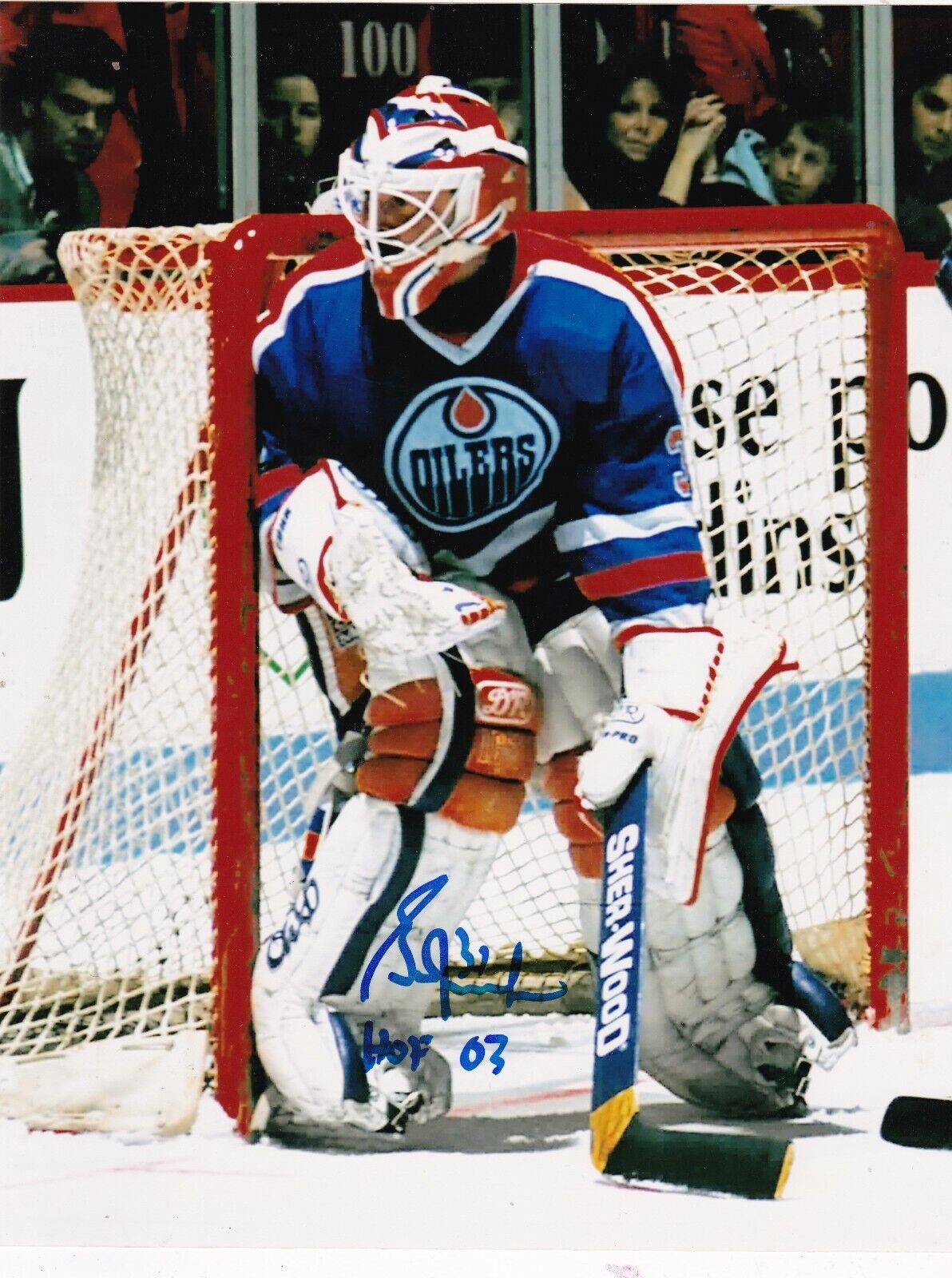 GRANT FUHR EDMONTON OILERS HOF 2003 ACTION SIGNED 8X10