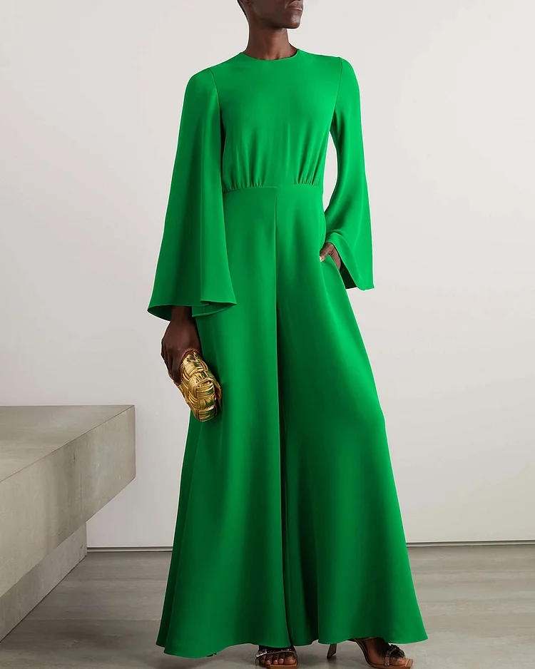 Gathered silk-crepe jumpsuit 