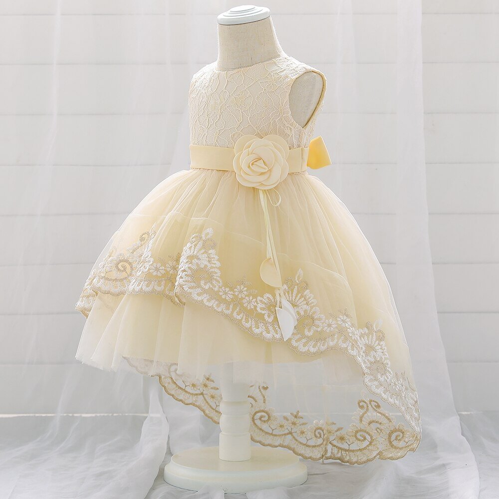 Toddler Infant Baby Girls Dresses Flower Christening Gowns Baby Baptism Princess Trailing 1st Year Birthday Dress Kids Clothes
