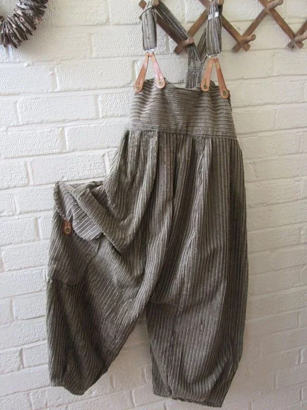 Vintage Stripe Relaxed Loose Jumpsuit